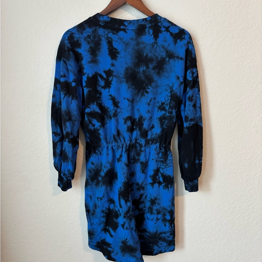 NWT Alice + Olivia Heeda Tie Dye Blue Black Mini Dress Size Medium - Picture 7 of 11